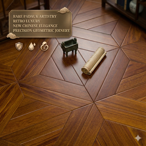 Échantillon Gratuit <span class=keywords><strong>Parquet</strong></span> Chinois Neuf en Padauk Artisanat Géométrique de Précision Luxe Rétro Bois Ingénierie 450x450mm Résistant à l'Usure - Product Image 1