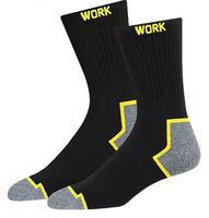 Chaussettes de travail pour hommes en polyester et coton de qualité supérieure, à faible MOQ, longueur mi-mollet, durables, respirantes, anti-humidité, noires