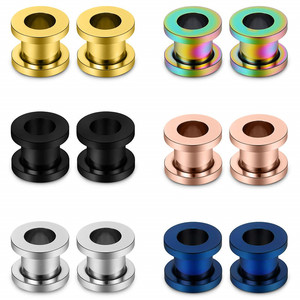 Accesorio Corporal de Moda Hip Hop Expansor de Oreja de Acero Inoxidable con Fondo Plano Polea Auricular Roscado Hueco Dilatador de Lóbulo - Product Image 2