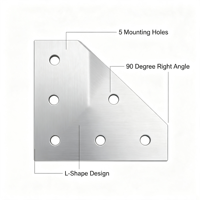 Plaque de fixation d'angle en forme de L à 5 trous, 90 degrés, pour routeur CNC, imprimante 3D