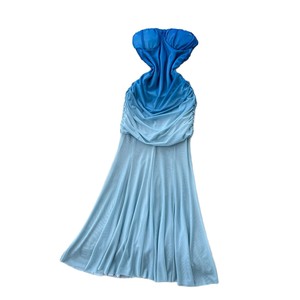 Vestido de verano para mujer, sexy, sin mangas, degradado de color, plisado, con cintura, de malla, estilo cola de pez, a la moda - Product Image 5