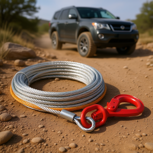 Cable de cabrestante de 3/8 pulgadas x 75 pies de acero galvanizado con gancho giratorio para remolque todoterreno de SUV - Product Image 2