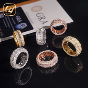 S925 <b>Silver</b> VVS Moissanite <b>Eternity</b> <b>Ring</b> Full Paved Iced Out Stackable Wedding Band With GRA Certificate Jewelry - Product Image 2