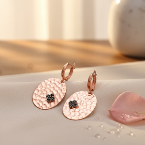 Boucles d'oreilles mignonnes en Zircon noir plaqué or Rose, nouvelle collection, moderne et martelées, en argent Sterling 925, pour femmes - Product Image 3