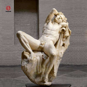 Estatua Clásica de Satiro Durmiendo de Tamaño Real en Mármol Blanco, Fauno de Barberini - Product Image 1