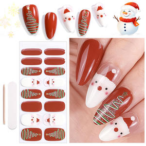 Uñas Postizas de Gel con Purpurina de Primera Calidad, Tema de Copos de Nieve Invernales con Arte 3D de Papá Noel Dorado - Product Image 4