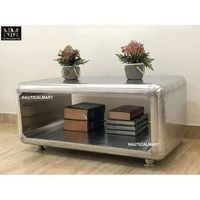 Luxuriöser Industrieller Retro-Aviator-Couchtisch mit Kühlfunktion aus Kunstleder für Hotel, Gastronomie und Parknutzung