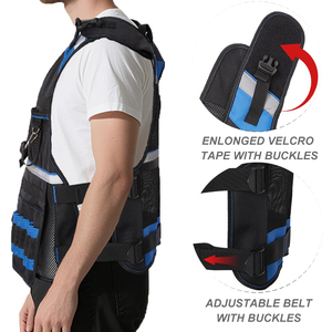 पुरुषों के लिए 22 जेब ब्लू इलेक्ट्रीशियन टूल बनियान, समायोज्य मोटी पट्टियों, हटाने योग्य फोन धारक - Product Image 2