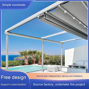 Оптовая продажа, складной непромокаемый навес, Электрический солнцезащитный козырек для отдыха на открытом воздухе, для виллы, дождевая сетка, затеняющая сетка для парусов - Product Image 2
