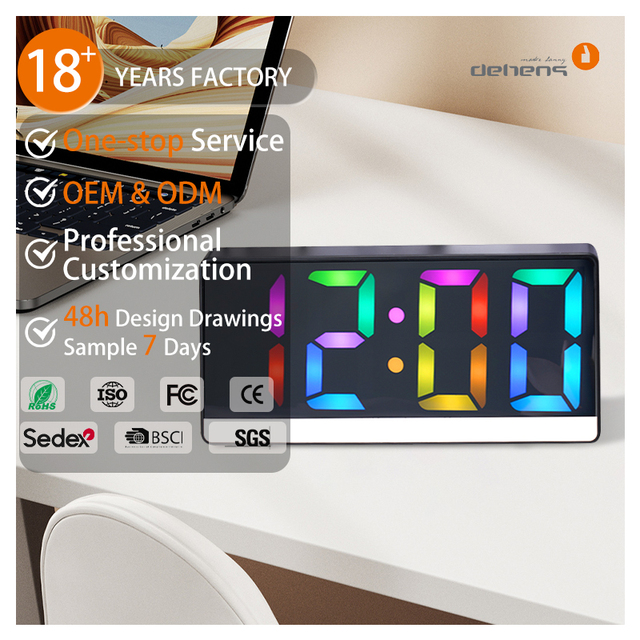 Smart Modern Timing Colours LED Digital Clock Wake up Light Sunrise Digital Alarm Clock with USB
