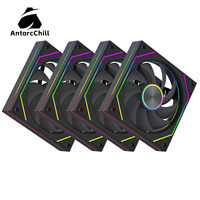 Ventilador de Chasis AntarcChill Negro de 120 mm, Alto Flujo de Aire, Silencioso, con Rodamiento Hidráulico PWM, Ventilador de Refrigeración para Computadora, Logotipo Personalizado