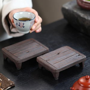 Support carré en bois pour théière en argile violette de Yixing, support à thé pour table de préparation à sec, matériau Zisha - Product Image 4
