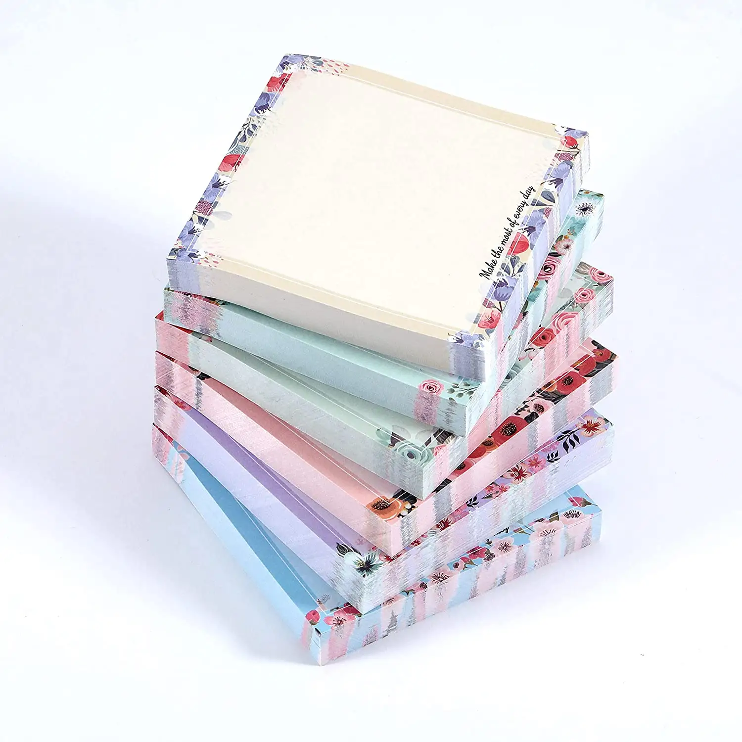 Colourful Floral Self-Stick Note Pads with Strong Adhesive Clean Removal Recyclable Easy to Post 100 Sheets