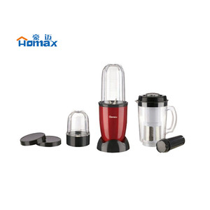 Homax Portable Blender Electric Multi Functional Juicer Food Processor Home Use Red Plastic Body Double Blades - Product Image 1