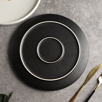 Assiette plate en porcelaine fine pour steak et dessert, compatible micro-ondes, motif uni, design minimaliste nordique, pour usage hôtelier et restaurant haut de gamme