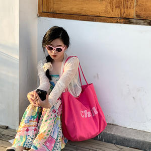 Bolso de compras de lona <span class=keywords><strong>Pamela</strong></span>, bolso de tela de alta calidad Para Mujer, bolso de mano grande de lona personalizado de Organza con logotipo - Product Image 4