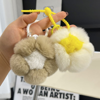 Porte-clés en fourrure de lapin Rex mignon, naturel et doux, avec fleur, pendentif de sac en peluche, cadeau d'anniversaire, poupée faite à la main