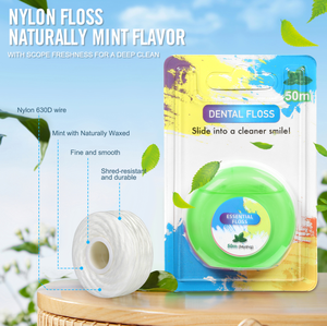 Filo Interdentale in Nylon da 50m con Etichetta Privata, Gusto Menta Colorato e Cerato, per Igiene Orale e Cura dei Denti - Product Image 2