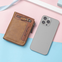 Dompet Pria Vintage PU Mewah Multi-Kantong dengan Resleting, Tempat Kartu Kredit, RFID Blocking, dan Slot Kartu untuk Pria