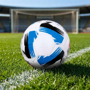 Size 5 Soccer Ball White Blue Black Brushstroke Pattern <b>Football</b> - Product Image 5