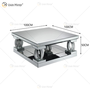 Customized WXF-291 Crystal Homemade <strong>Silver</strong> Mirrored <strong>Coffee</strong> <strong>Table</strong> - Product Image 3