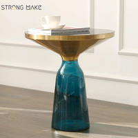 Meubles design haut de gamme Table basse cloche en laiton à base de verre transparent