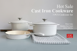 Juego de utensilios de cocina de hierro fundido personalizados, sartén para Horno Holandés, sartén y plato para asar, utensilios de cocina esmaltados, combinación - Product Image 2