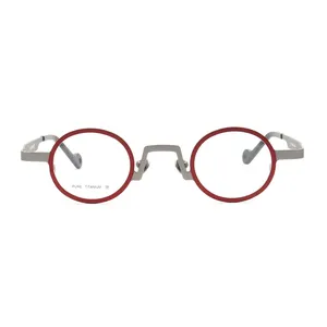 Benzersiz özel titanyum 7753 Vintage gözlük çerçevesi altın Oval çerçeve gözlükler gözlükler