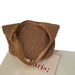 Handmade Tote Paper Straw Bag Summer Beach Fashion Bag For Women Single Shoulder Design Woven Bag