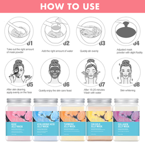 Çin Organik Vegan Kolajen Jöle Maske Tozu Doğal Beyazlatıcı Nemlendirici Özel Etiketli Yüz Maskesi - Product Image 5