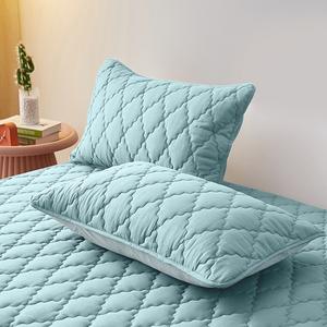 水洗棉防水床罩纯色床上用品绗缝合身平板蓝色床单家纺床单套装 - Product Image 6