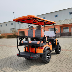 Voiturette de <span class=keywords><strong>golf</strong></span> électrique tout-terrain 4 places orange à prix d'usine, accessoires couleur personnalisée, pour villas et centres de villégiature - Product Image 6