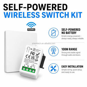 Kit Récepteur Interrupteur Lumineux Sans Fil Auto-alimenté 433 MHz Sans Batterie Bouton Mural Étanche IP44 Télécommande Maison Intelligente Lampe <span class=keywords><strong>Porte</strong></span> - Product Image 6
