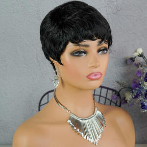 Venta al por mayor de pelucas cortas de corte pixie de cabello humano para mujeres negras hechas a máquina pelucas naturales baratas sin encaje cabello humano - Product Image 5
