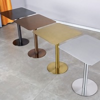 Table carrée en acier inoxydable au design minimaliste, antirouille, écologique, pour l'extérieur, hôtel, café, restaurant, école, salle à manger