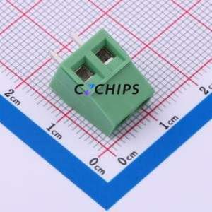 1715022 <b>Screw</b> Terminal <b>Block</b> Through hole Component (THT),P=5mm Connector ( Construction: 1x2P )( Pitch: 5mm )( Color: Green ) - Product Image 1