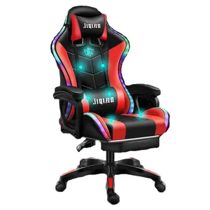 Silla giratoria de cuero pu con luces y altavoces, sillón de juegos de carreras con masaje, color blanco, rgb, al mejor precio, venta al por mayor