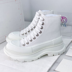 Luxurious brand of fashionable outdoor casual shoes - high-top thick-soled canvas shoes in simple white style for walking. - Product Image 1