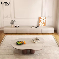 Style nordique villa salon noyer table basse hôtel cadre en bois ardoise dessus nuage forme table basse meubles