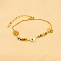 Bijoux de mode classiques et simples en titane, bracelet à double couche avec breloques lettre d'amour, chaîne de cheville perlée à fleurs, unisexe, anniversaire