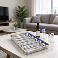 Plateau en plastique 6 compartiments de 10 ml pour poudre lyophilisée, boîte en plastique PET de haute qualité, vente en gros pour emballage de bouteilles en verre, plateau d'emballage pour peptides
