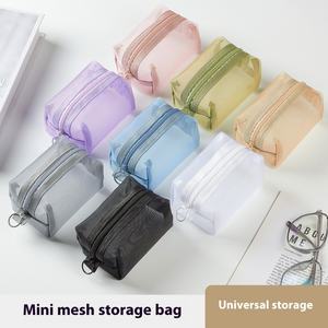 Mesh Cosmetics Bag <b>Mini</b> Portable and Cute Pattern Zipper Pocket for Coin Headphone Data Cable Lipstick Made of <b>PC</b> Material - Product Image 5