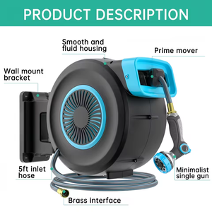 Carrete de Manguera de Jardín Retráctil Automático de ABS y PVC, Duradero, Montable en Pared, Sistema de Riego de Alta Presión de 150 PSI para Coche - Product Image 6