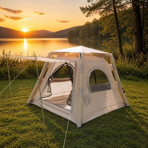 Inflatable Camping <b>Tent</b> Air Beam Quick Setup, <b>Waterproof</b> Portable Family Outdoor <b>Tent</b> with Awning and Mesh Windows - Product Image 2