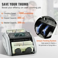 Machine de compteur d'argent VEVOR, compteur de billets avec détection de contrefaçon UV, MG, IR et DD, machine de comptage d'espèces USD et EUR
