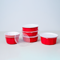 Récipients alimentaires jetables personnalisés en plastique PP étanches au micro-ondes Ramen pour soupe chaude à emporter avec couvercles bol rond de fête