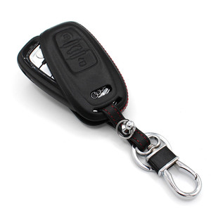 Nouvelle Housse de Clé de Voiture en Cuir Véritable Style 4D pour <span class=keywords><strong>Audi</strong></span> A4L A4 A6, <span class=keywords><strong>Porte</strong></span>-clés Rotatif avec 3 Boutons à Pression, Portefeuille à Clés - Product Image 4