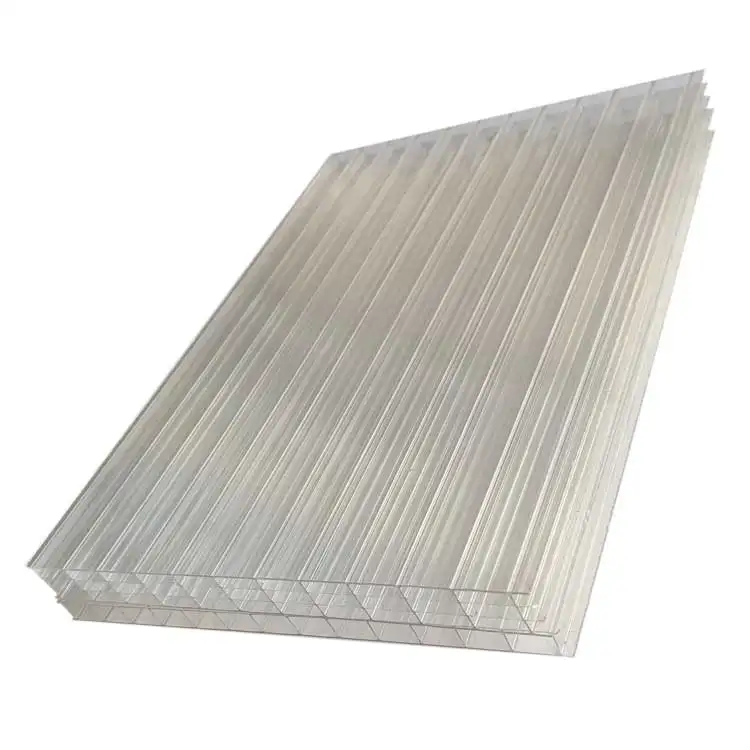 Kualitas Tinggi 8Mm 10Mm 12Mm 14Mm 16Mm Tiga Lapisan Multiwall Plastik Rumah Kaca PC Hollow Polycarbonate Sheet untuk Papan Nama