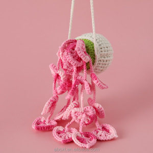 Decorazione per Auto a Forma di Fiore all'Uncinetto, Accessorio Auto Fatto a Mano, Decorazione Pendente a Cuore <span class=keywords><strong>e</strong></span> Foglia Lavorata a Maglia - Product Image 3
