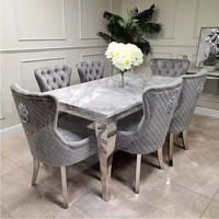Tables de cuisine et de restaurant de luxe modernes et ensembles de 6 chaises Ensemble de table à manger en marbre gris haut de gamme pour la maison